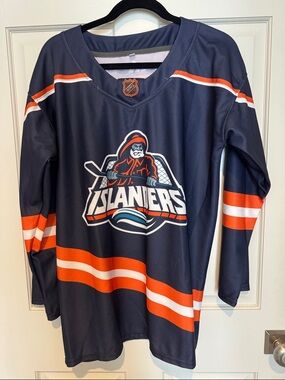 NHL New York Islanders Navy and Orange Hockey Jersey with Logo